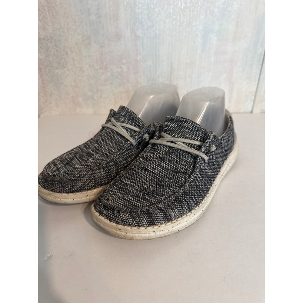 Hey Dude Wendy Sox Dark Grey Knit Slip On Loafers Shoes 121923000 US 9 EU 40